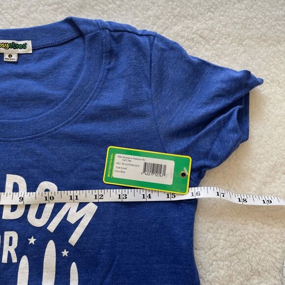 Tipsy Elves Women's Top Size S Blue "Freedom For Y'All" Scoop Neck Graphic Tee‎ - Picture 8 of 10